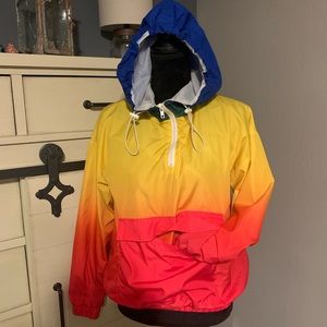 Forever 21 rainbow windbreaker hoodie jacket